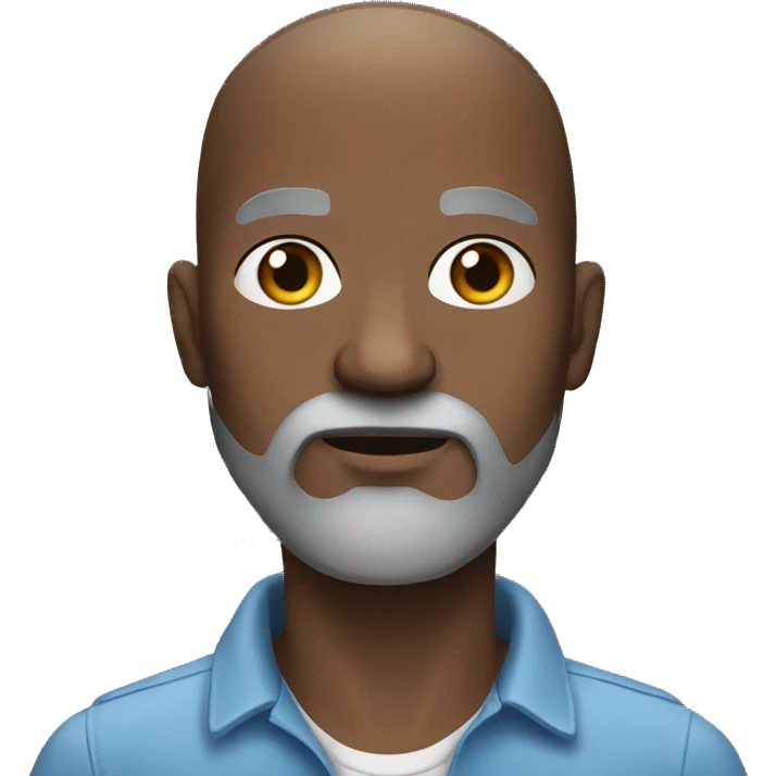 Black bald man with big grey beard concerned  emoji