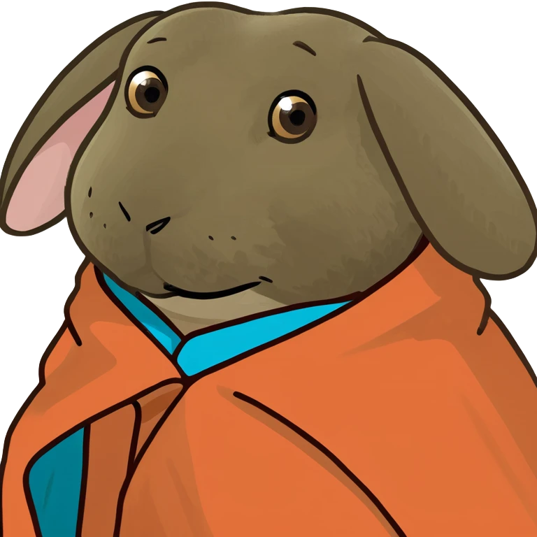 brown bunny wrapped in blanket emoji