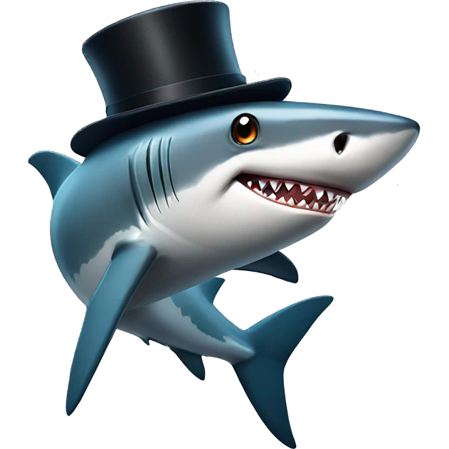 Shark with a top hat emoji