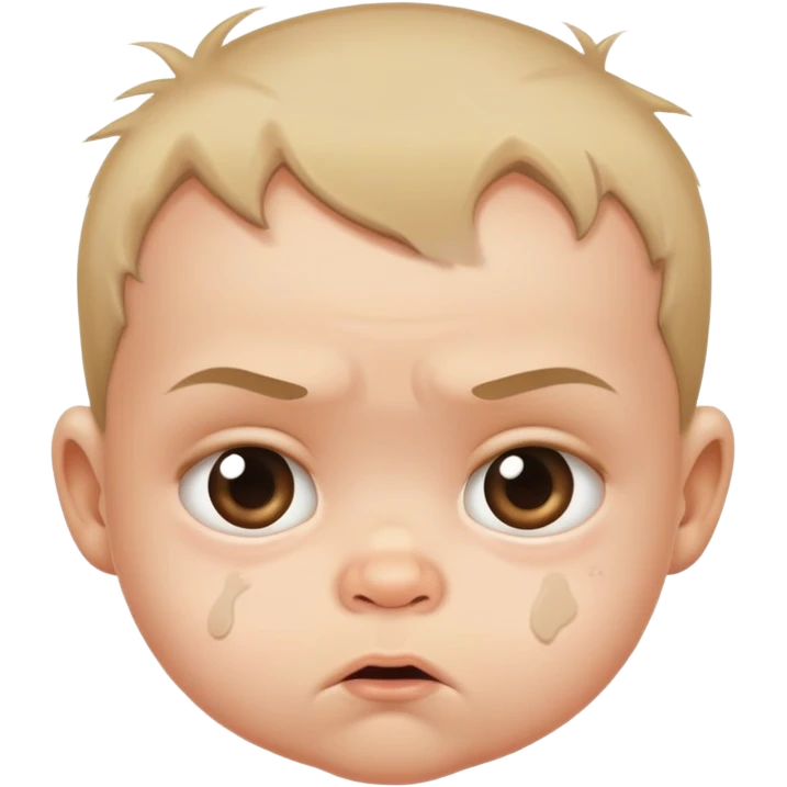 suspicious dirty baby with messy face and side-eye expression emoji