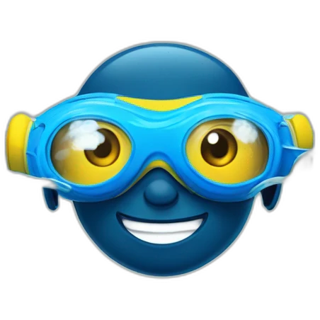 swimmer (boy) in the water with a cool blue proffesional swimming goggles emoji