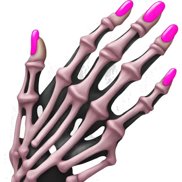 Skeleton hand with pink nails pretty emoji