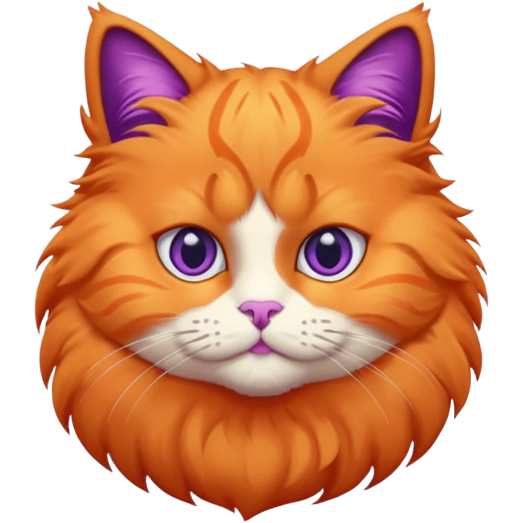 orange puffy cat with purple eyes emoji