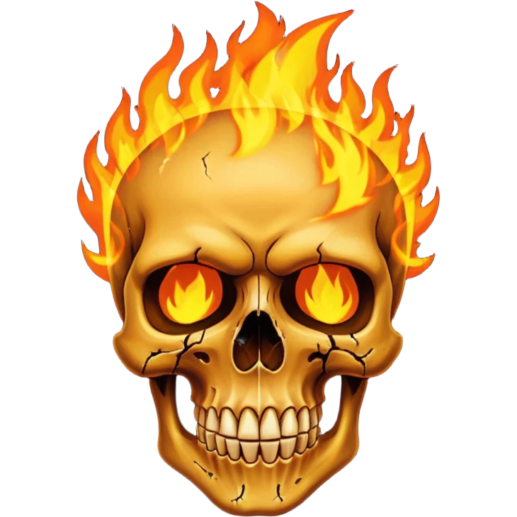 Make a rockstar like fill a skull with fire on it emoji
