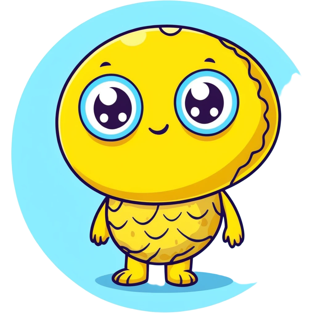 yellow sponge character with big eyes and a smile, inspired by SpongeBob emoji