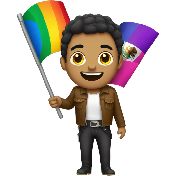 Mexican Holding Gay pride flag emoji