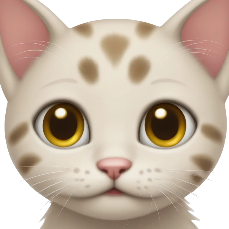 very small kitten with big eyes blushing and cute emoji