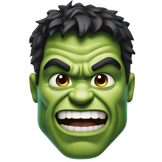 a hulk face with one eye brow raised smiling emoji