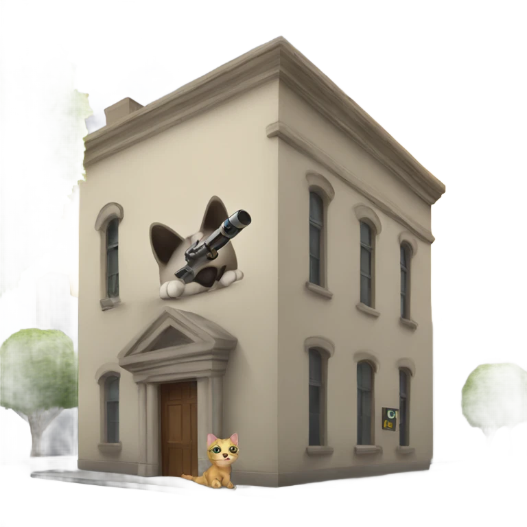 Cat shoot a building emoji