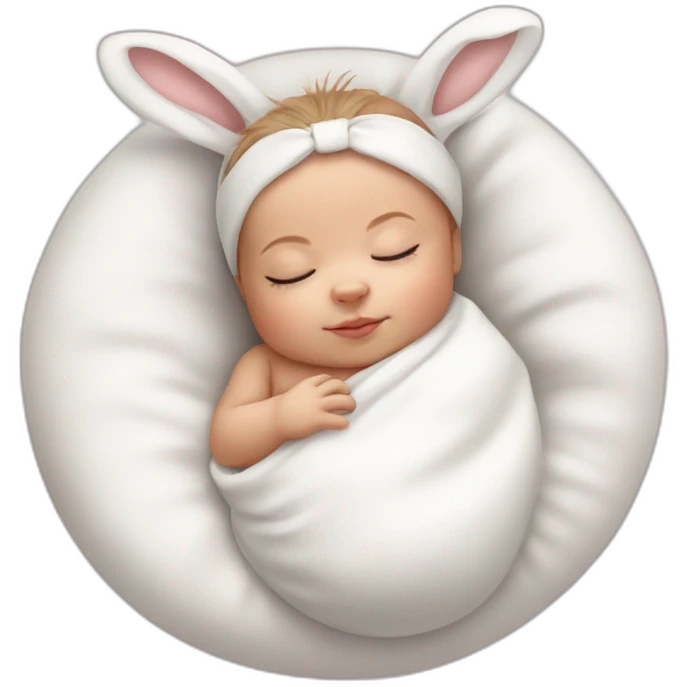 Sleeping white Newborn with bunny headband emoji
