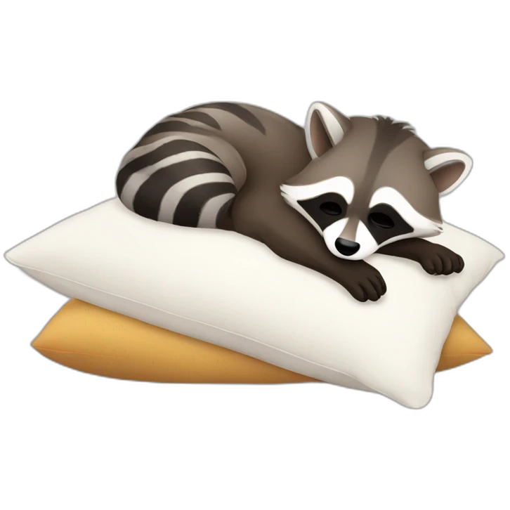 racoon sleeping on bed with pillow emoji