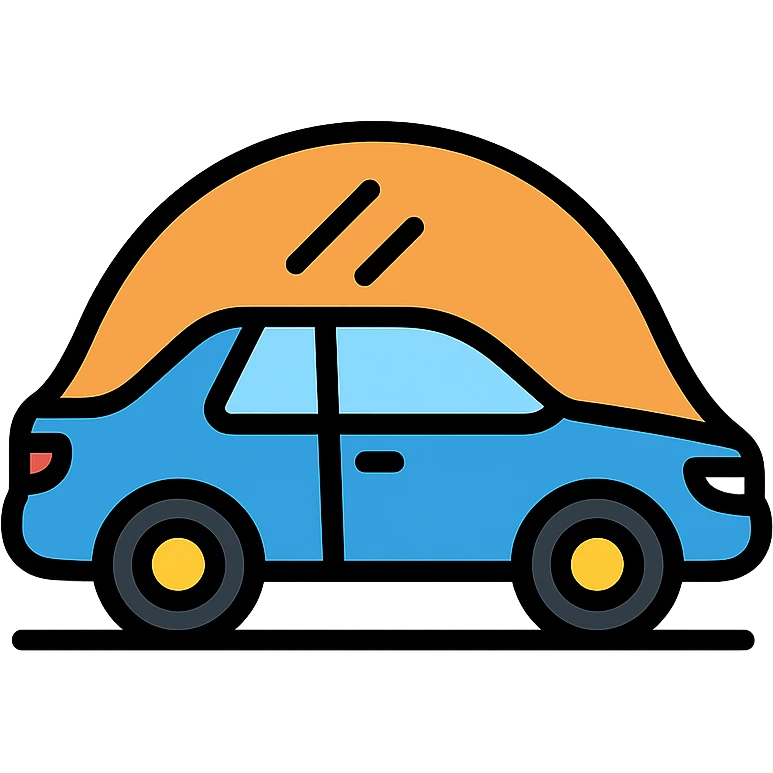 elegant and modern icon of a car covered with a transparent protective film, clean lines and subtle details emoji