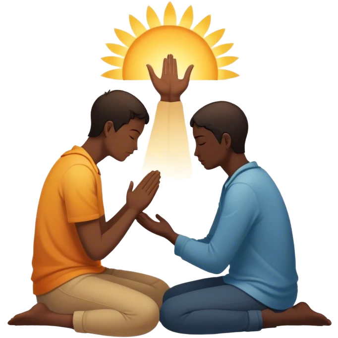 A silhouette of a person sitting with their head down, surrounded by two souls—one offering a hand and another radiating warmth, symbolizing kindness. A soft light behind them represents hope, unseen but present. 🌅 emoji