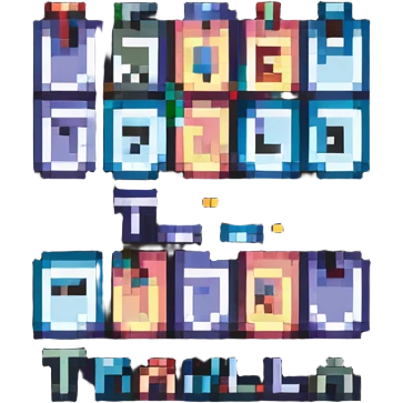 pixel art scene of musical notes and the words 'tralalero tralala' in retro game font emoji
