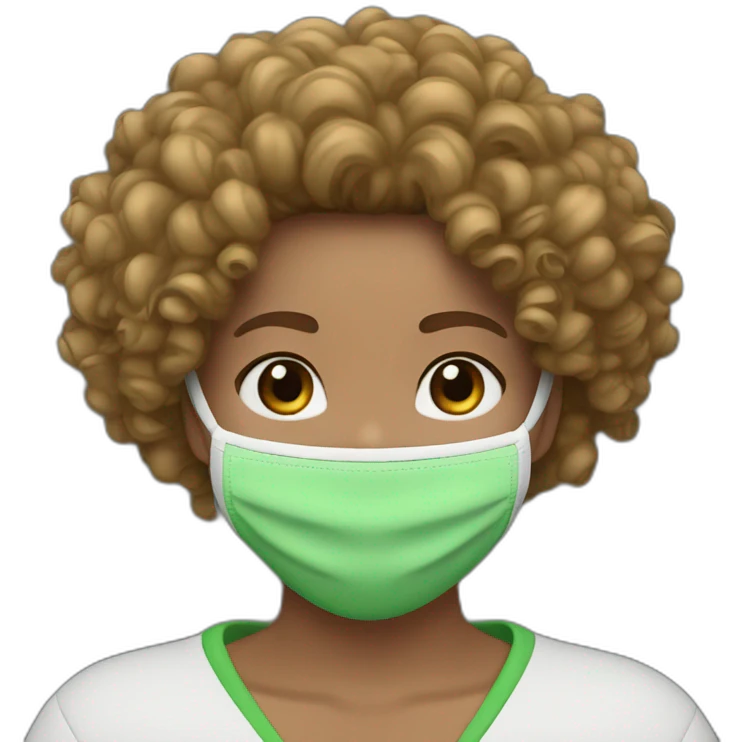 curly girl in AirPods Pro Max green emoji