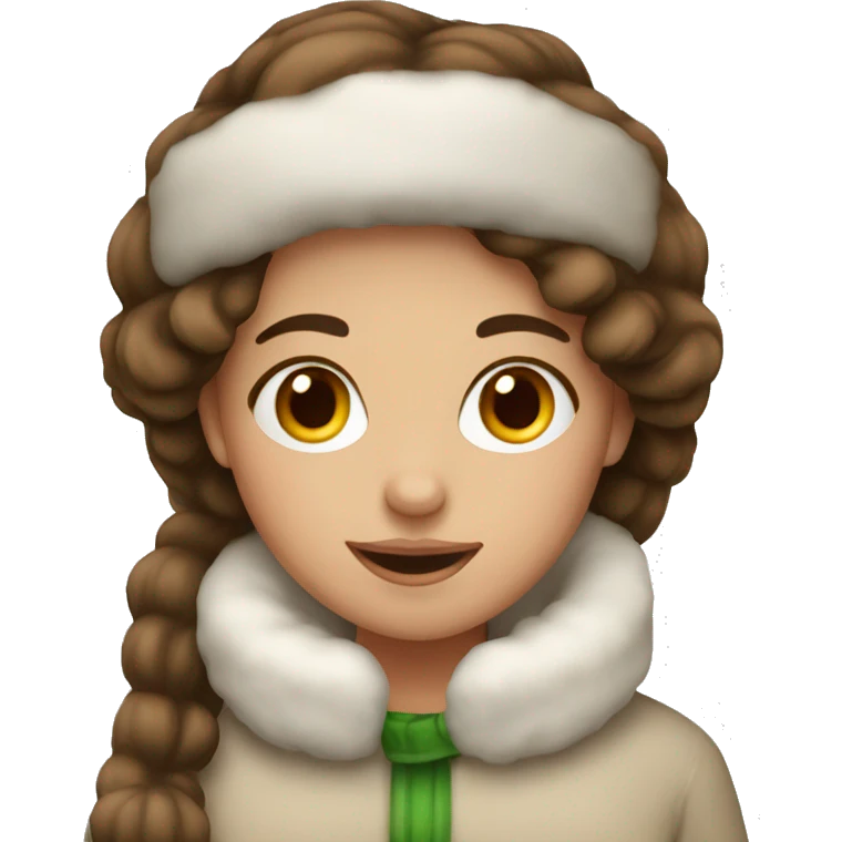 Christmas girl with brown hair cozy emoji
