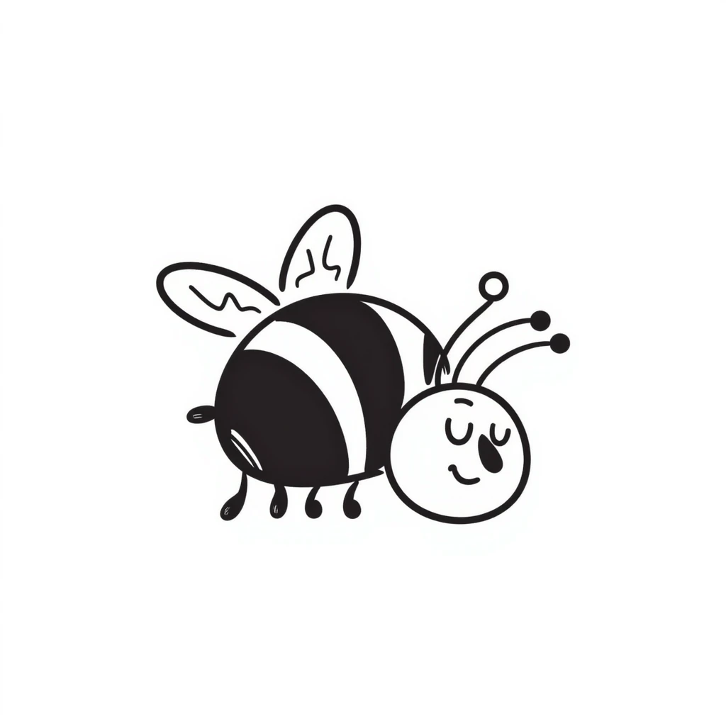 A simple hand-drawn bee with stripes and small wings emoji