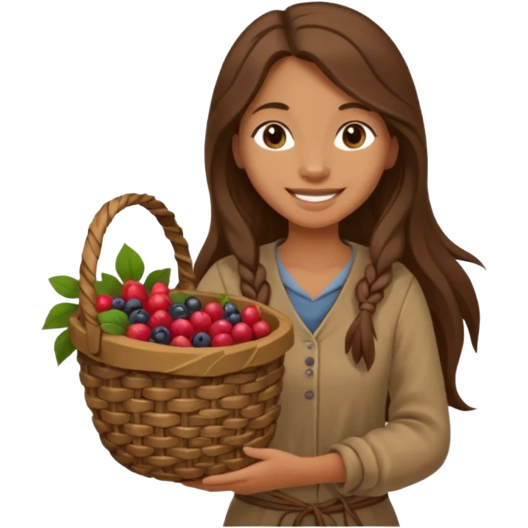 A gatherer woman carrying a woven basket of roots and berries.


















 emoji