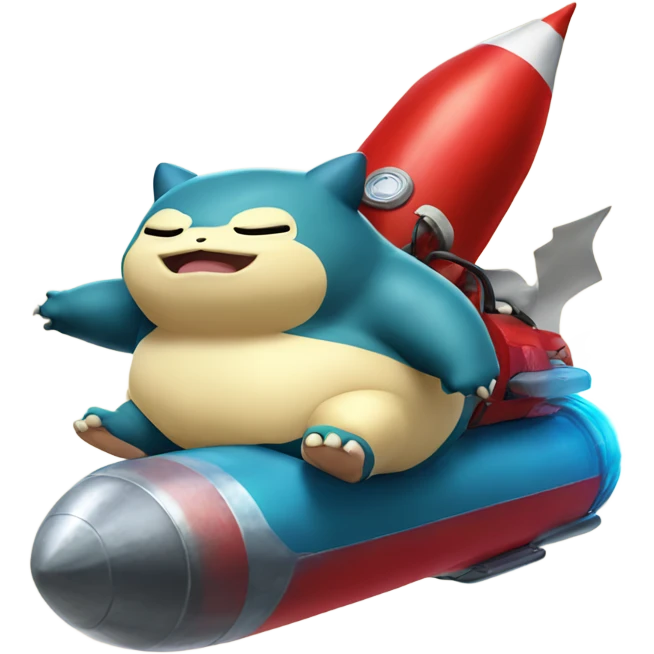 snorlax pokémon riding a red rocket  emoji