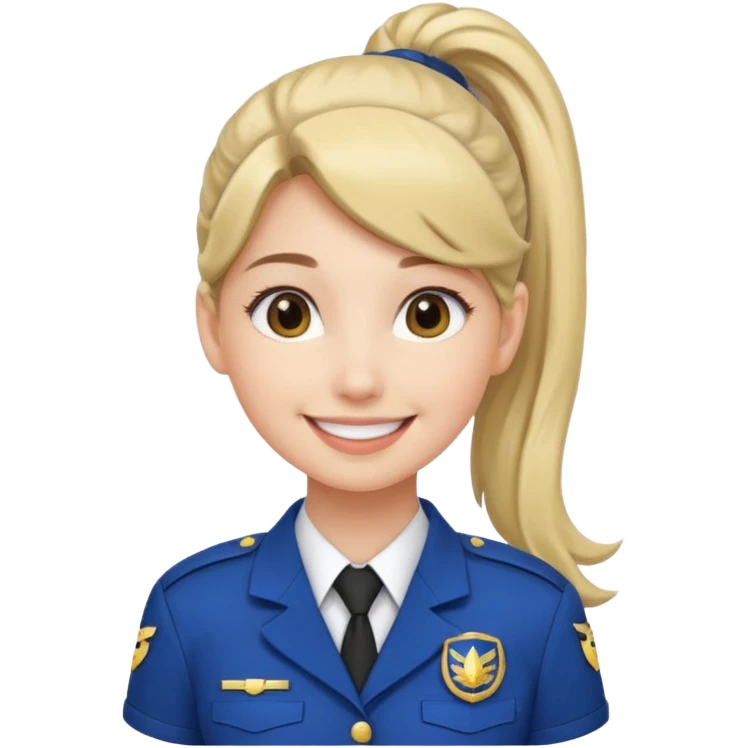 Young Female: ponytail hair, wearing uniform, white skin emoji