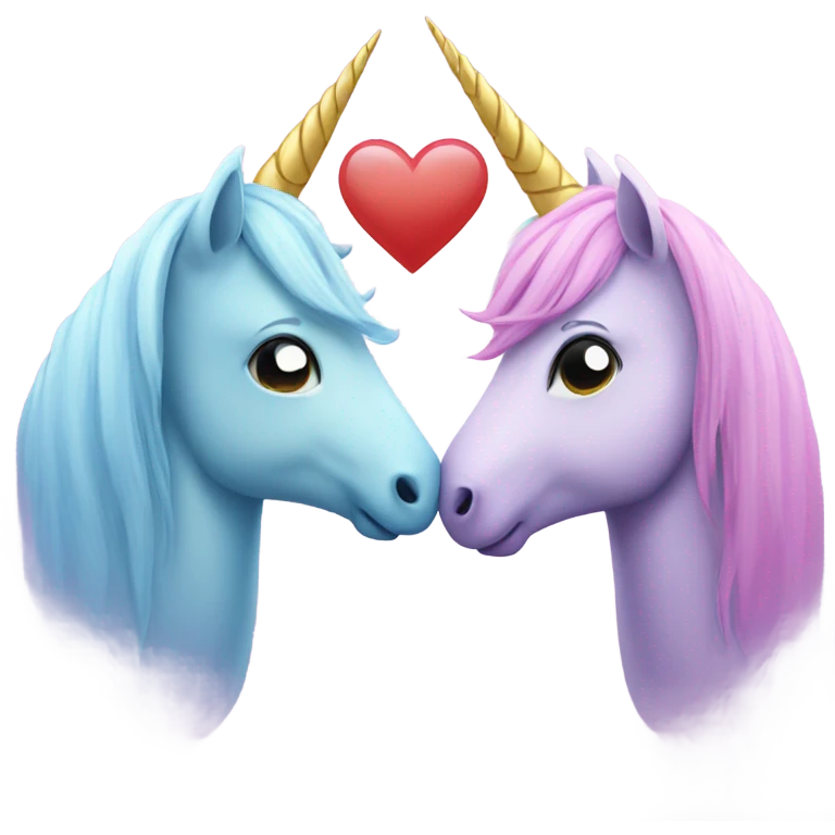 two unicorns kissing emoji