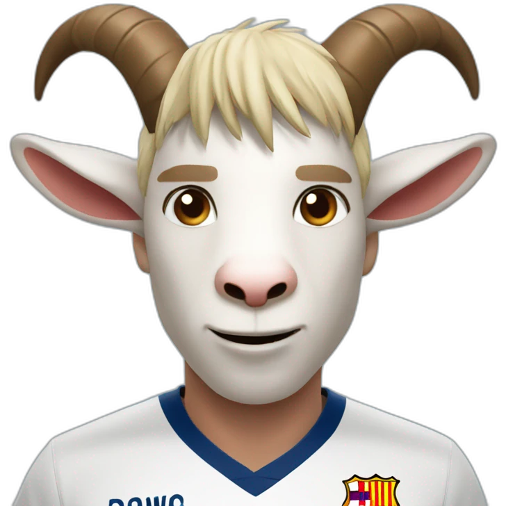 Lionel Messi as a mid face of a goat emoji