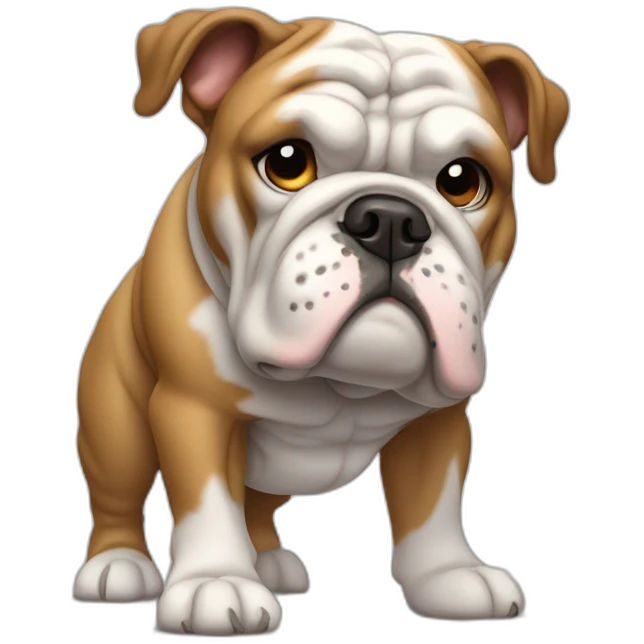 Full body English bulldog tilted his head to the side emoji