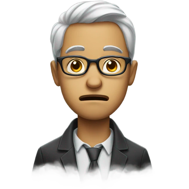 Man with glasses crying emoji