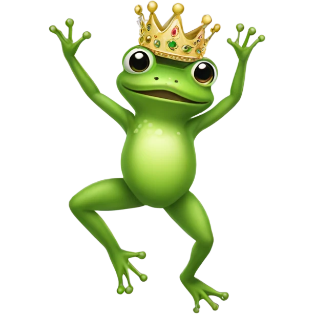 a dancing frog wearing a tiara  emoji