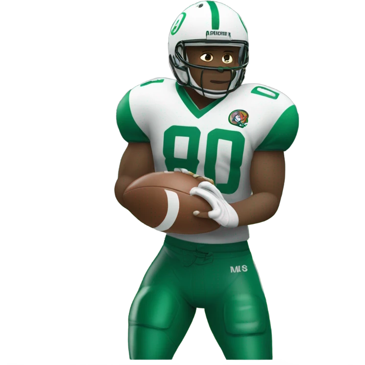 Football player wearing a jersey that has “groves” on it emoji