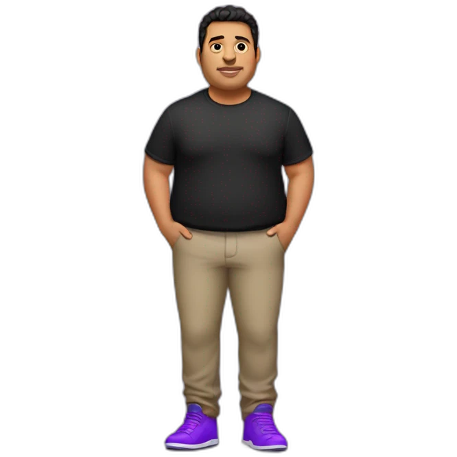 Fat latino Guy with red pants and purple shoes and black shirt emoji