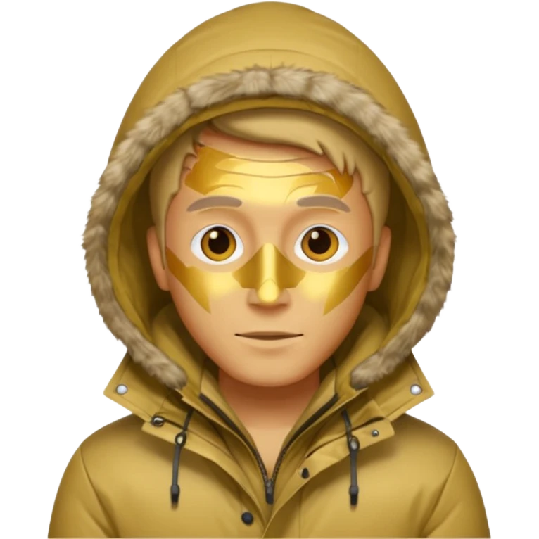 man in parka, gold skin tone. emoji