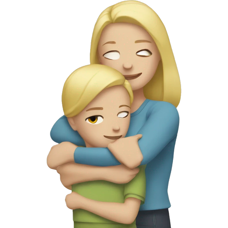 blonde woman hugging child emoji