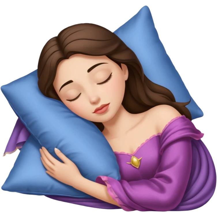 sleeping beauty brunette white girl with a silk pillow emoji