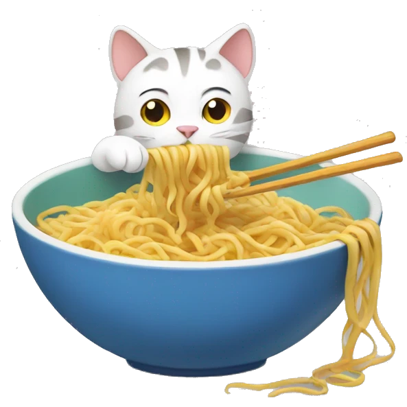Cat eating noodles  emoji