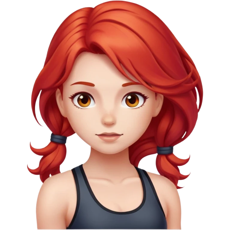Cute gym girl with red long hair blushing  emoji