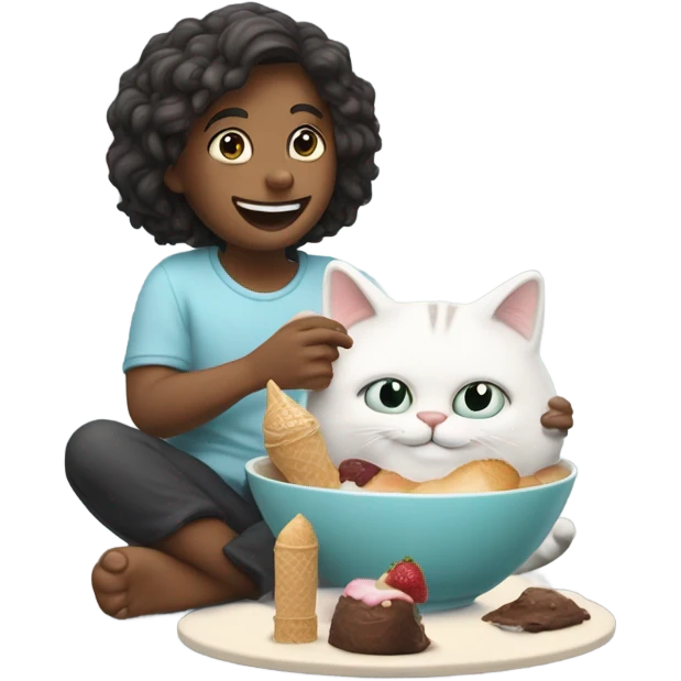 Eating ice cream with my cat emoji