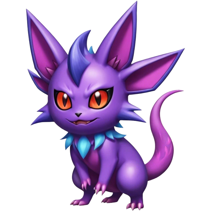 Shiny Dark Noibat-Espeon-Gengar-Litten-Nidorino-fusion-hybrid full body emoji