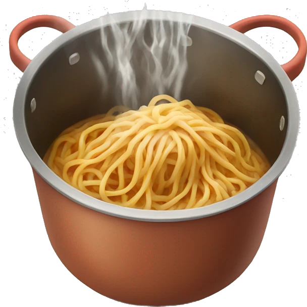 spaghetti is cooked in water in a pot emoji