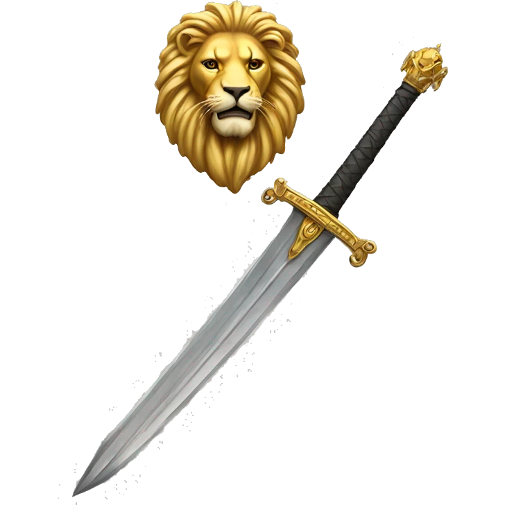Long sword with golden lion head at the base of the hilt  emoji