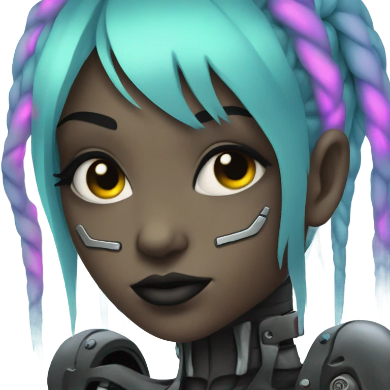 cyborg goth girl, neon hair emoji