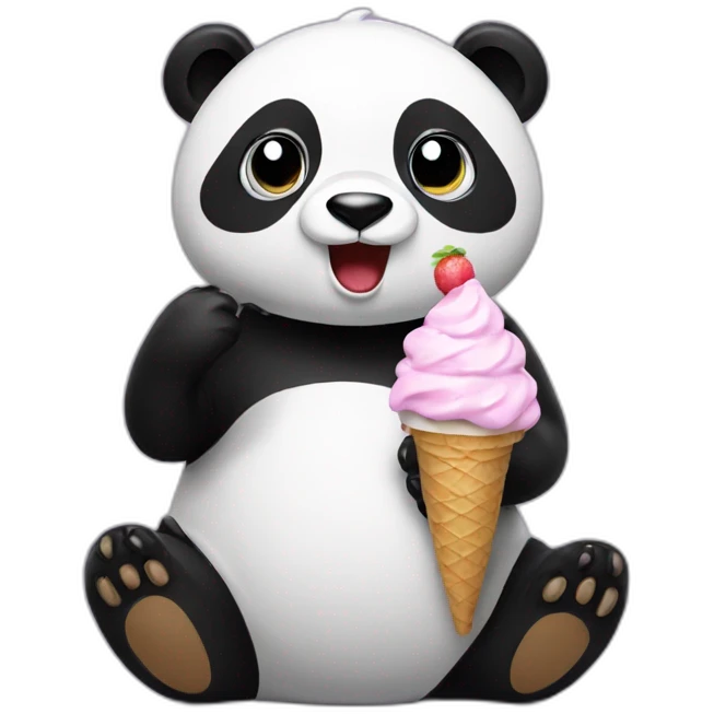 Panda eating ice cream emoji