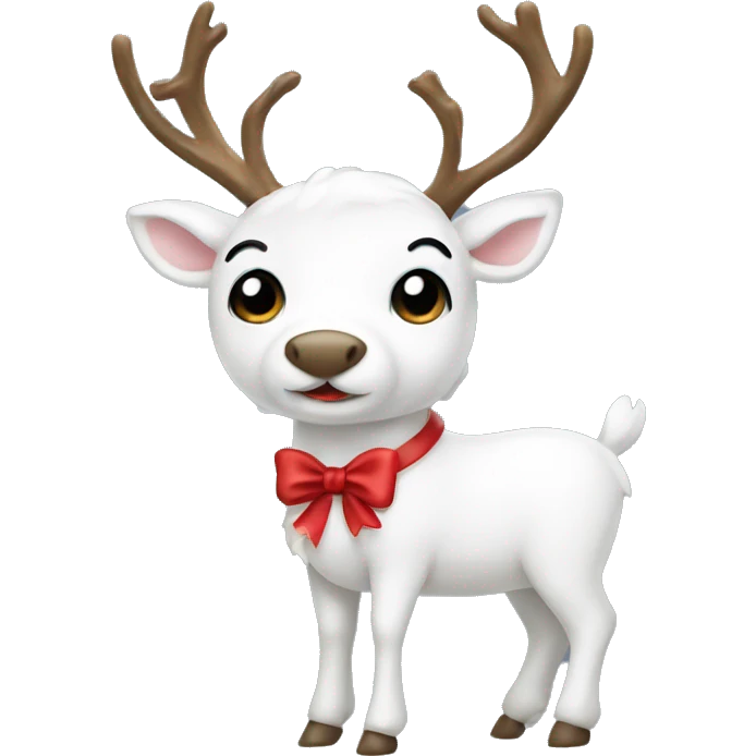 Full white raindeer with a cute bow emoji