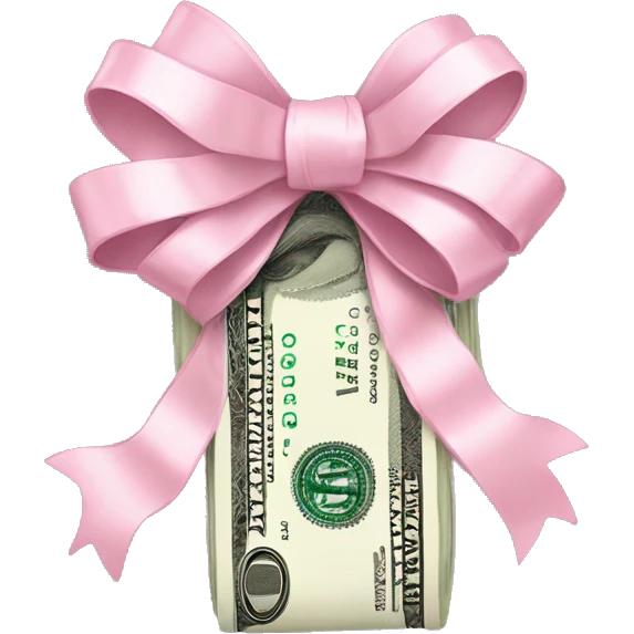 A bundle of dollars, tied with a light pink bow emoji