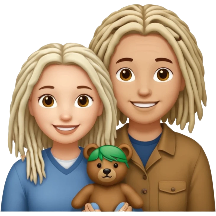 Couple emoji white with bears, medium complexion female with mid length loca emoji