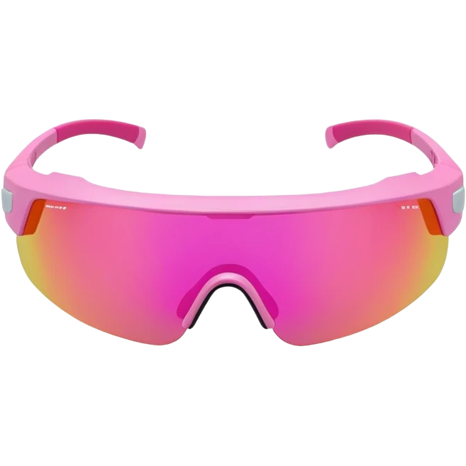 sporty pink shield visor sunglasses with robust thick frame, racing style, substantial build, one-piece reflective lens emoji