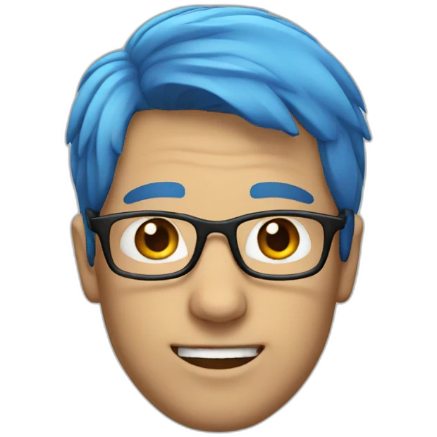 A man with a blue hair and wearing glasses  emoji