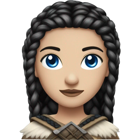 Shield maiden with Black hairbraid and blue eyes emoji