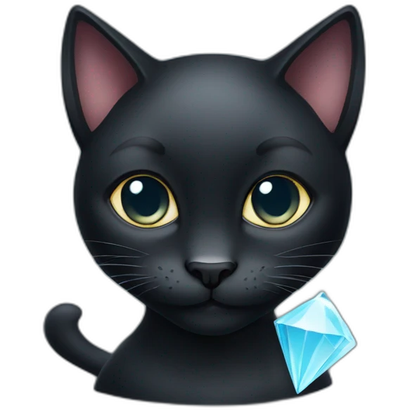 Black cat with a diamond emoji