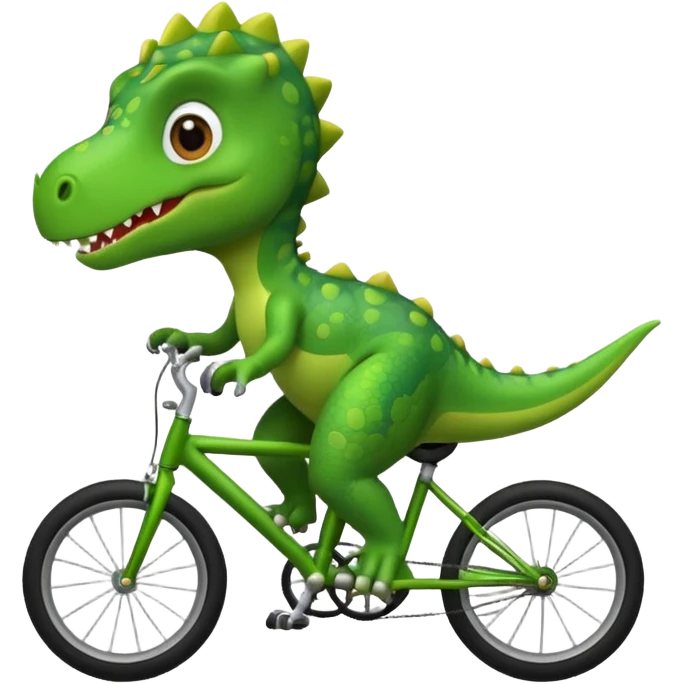Cute dinosaur riding a bike  emoji